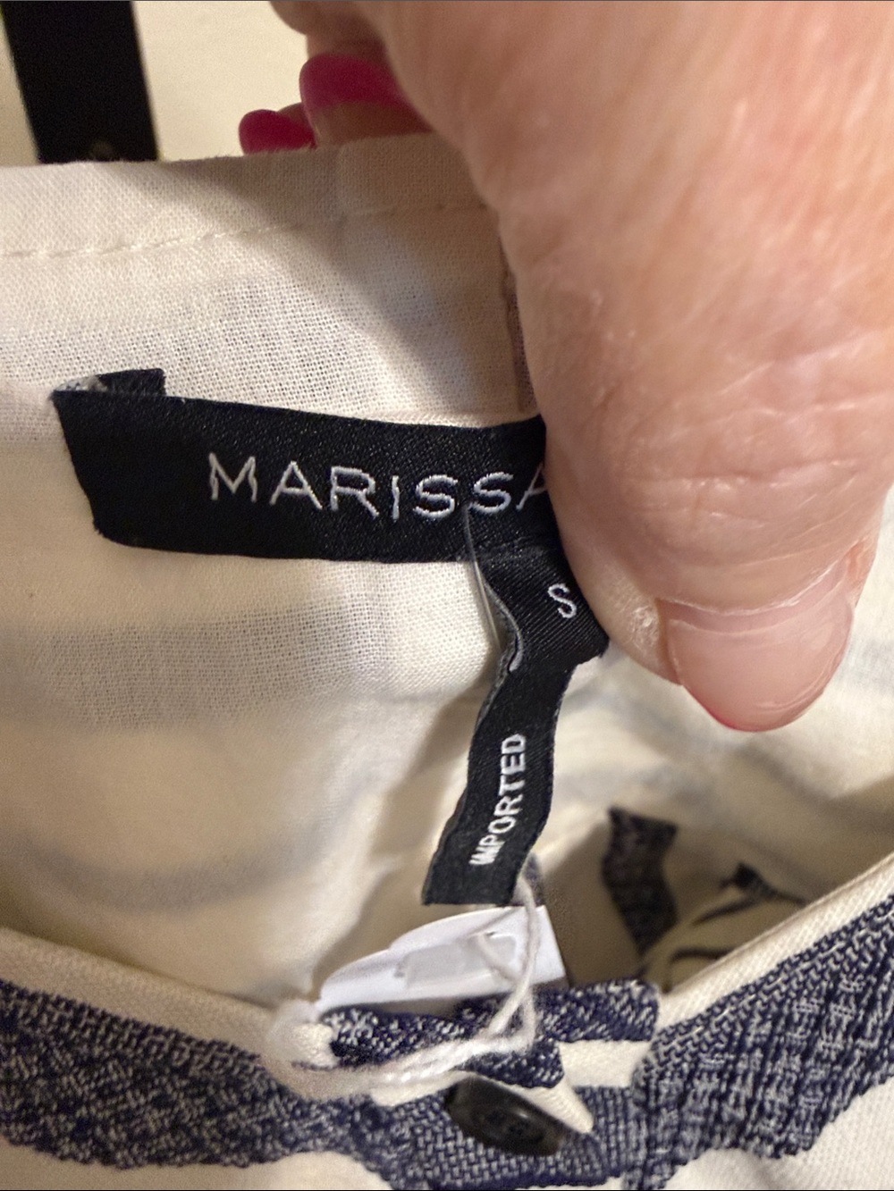 Marissa Web 💗Striped Button-Front Crop Top - Navy & White - Picture 11 of 13